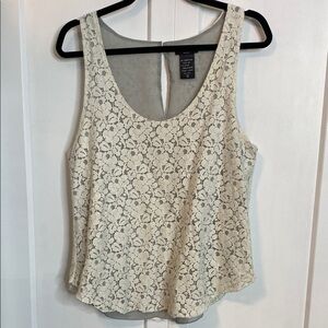 Talula | Elegant Cream Lace Tank Top Light bluey grey underlay - medium